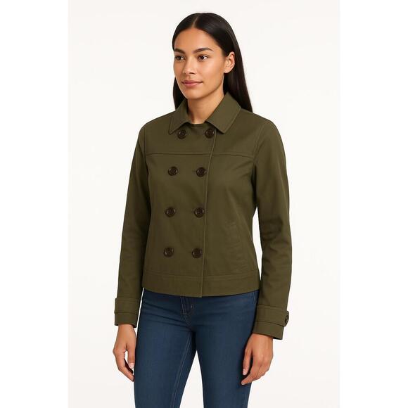 Tommy Hilfiger Olive Green Double Breasted Button Vintage 2013 Jacket Size 8 - Picture 1 of 10
